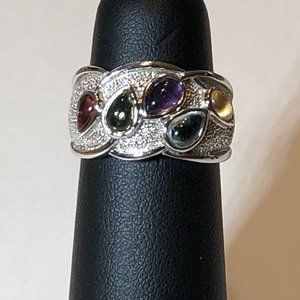 Elegant Multi-Stone Silver Ring